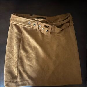 Forever 21 Camel Belted Mini Skirt